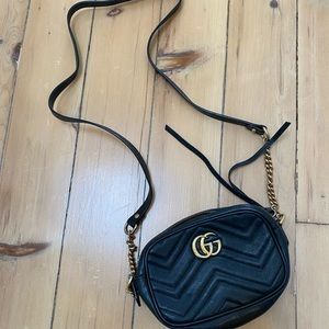 Gucci GG Marmont Mini Shoulder Bag Black Leather